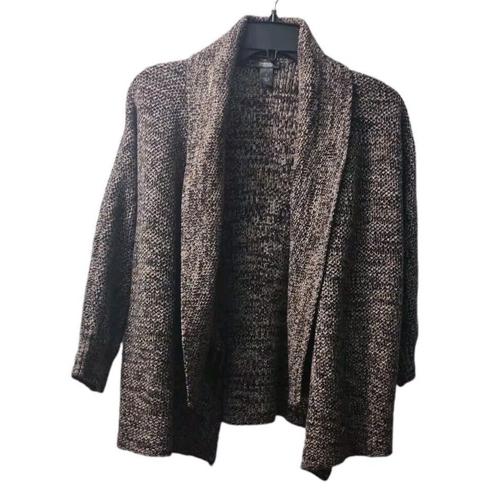 Kenneth Cole Reaction Knit‎ Open Front Cardigan Sweater Brown Black S